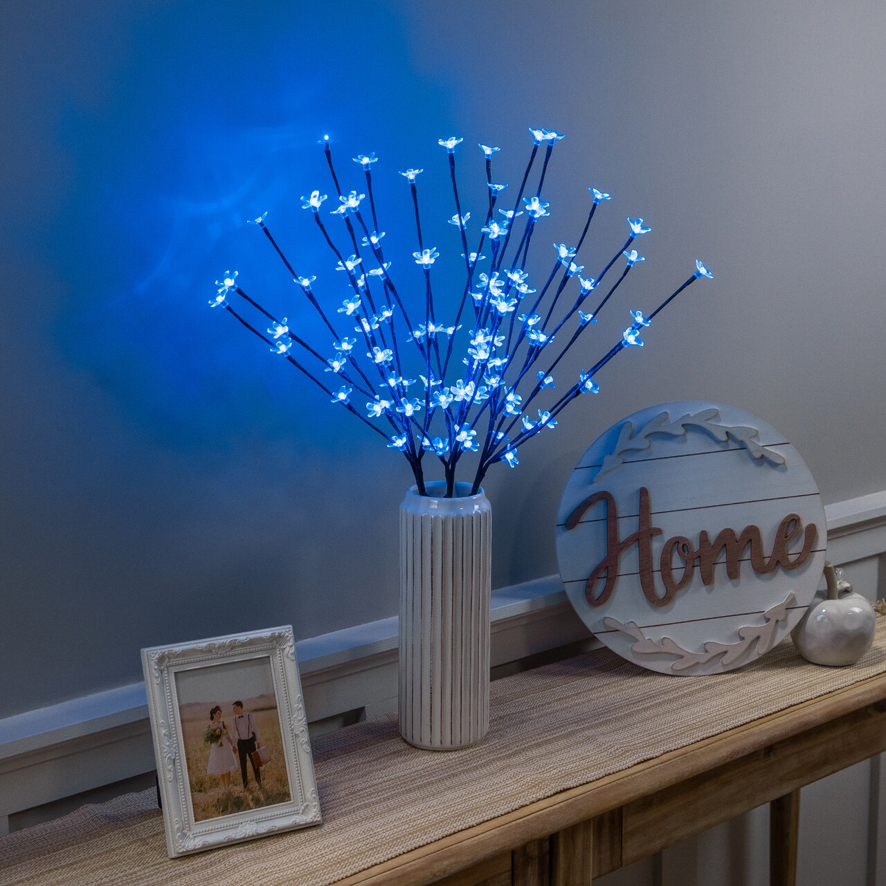 Northlight Pre-Lit Cherry Blossom Artificial Tree Branches - 2.5" - Blue LED LIghts - Set of 3